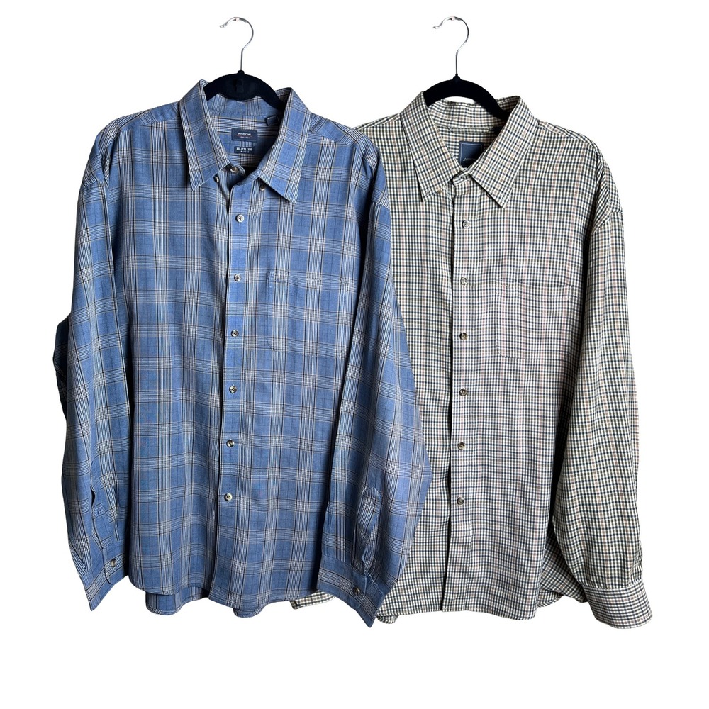 Arrow Plaid Long Sleeve Button Down Casual Shirts Bundle 2XL